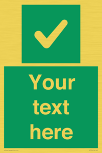 Custom green background, green square with tick sign